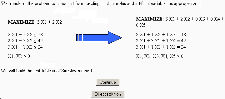 Problem shown in standard form