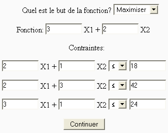 Introduire les données du problème